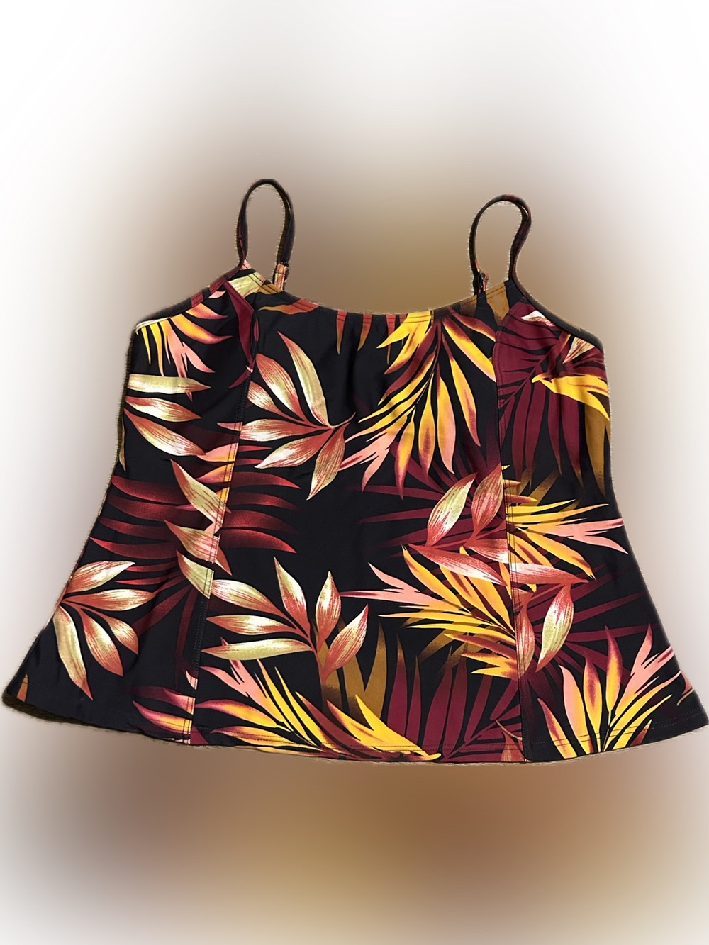 Allure Couture XL Red/Black/Yellow Tropical Swim Top